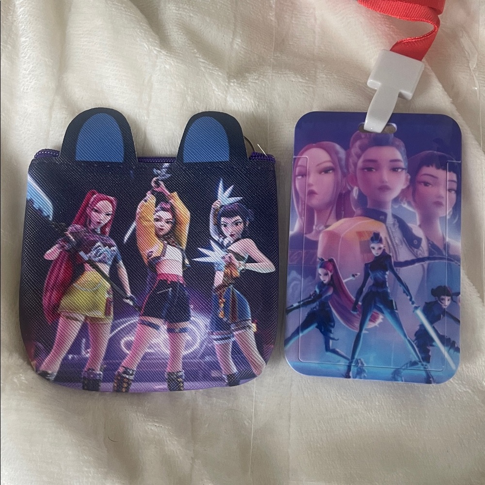 K-pop demon hunters Anime Character Coin Purse and Lanyard Set nwt